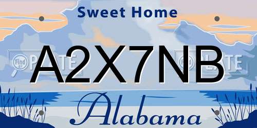 A2X7NB Alabama License Plate