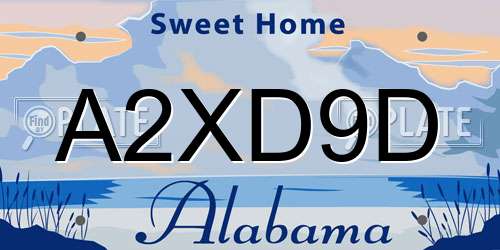 A2XD9D Alabama License Plate