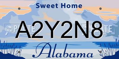 A2Y2N8 Alabama License Plate