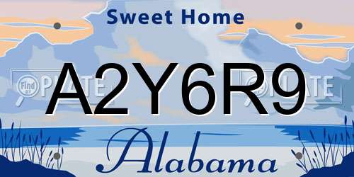 A2Y6R9 Alabama License Plate