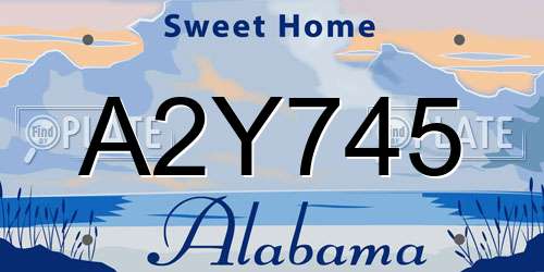 A2Y745 Alabama License Plate