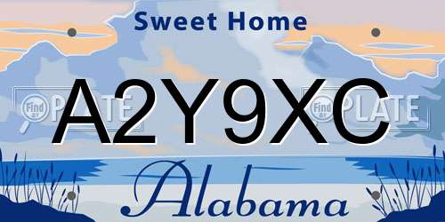 A2Y9XC Alabama License Plate