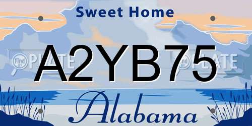 A2YB75 Alabama License Plate