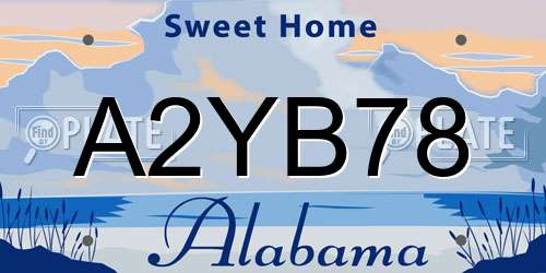 A2YB78 Alabama License Plate