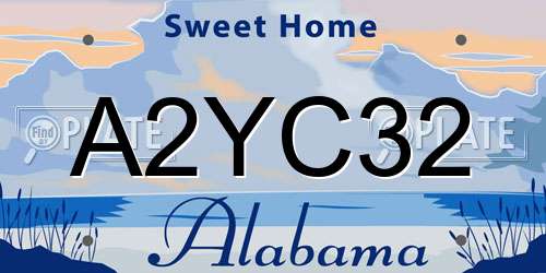 A2YC32 Alabama License Plate