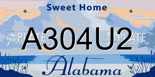 A304U2 Alabama License Plate