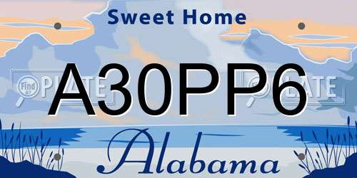 A30PP6 Alabama License Plate