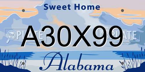 A30X99 Alabama License Plate