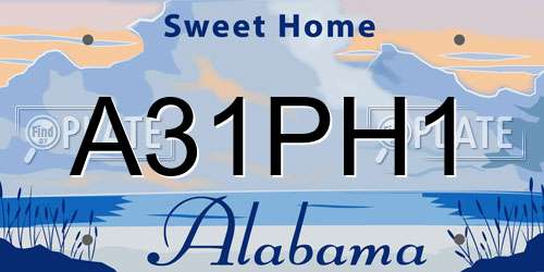 A31PH1 Alabama License Plate