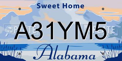 A31YM5 Alabama License Plate