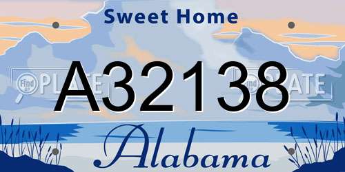 A32138 Alabama License Plate