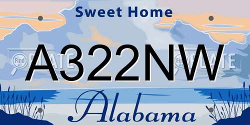 A322NW Alabama License Plate