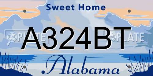 A324BT Alabama License Plate
