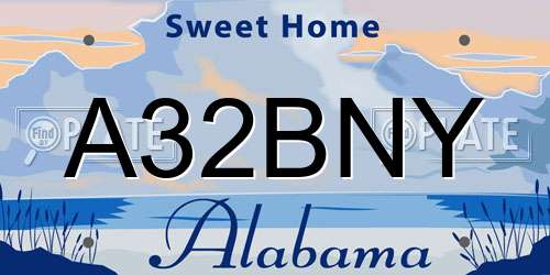 A32BNY Alabama License Plate