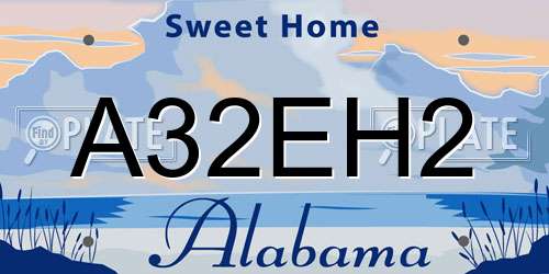 A32EH2 Alabama License Plate