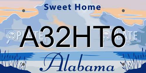 A32HT6 Alabama License Plate