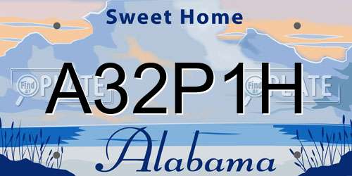 A32P1H Alabama License Plate