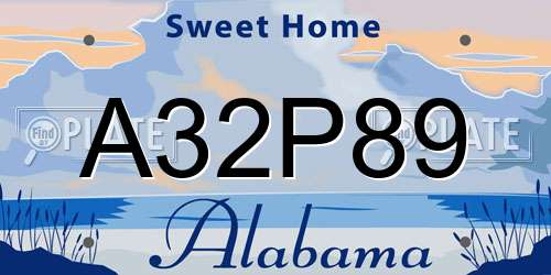 A32P89 Alabama License Plate