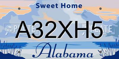 A32XH5 Alabama License Plate