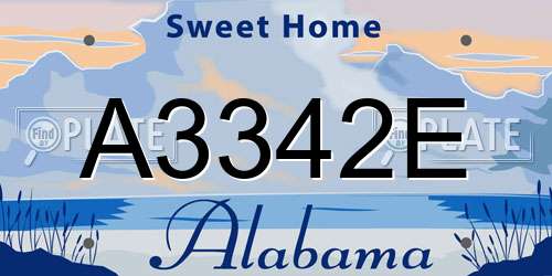A3342E Alabama License Plate