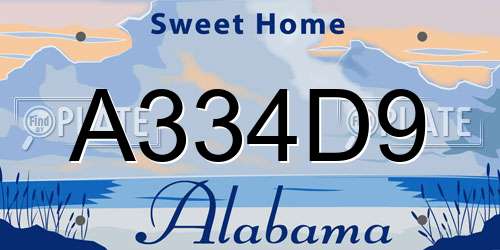 A334D9 Alabama License Plate