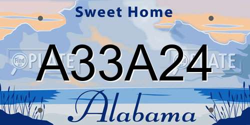 A33A24 Alabama License Plate