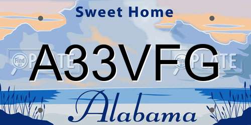 A33VFG Alabama License Plate