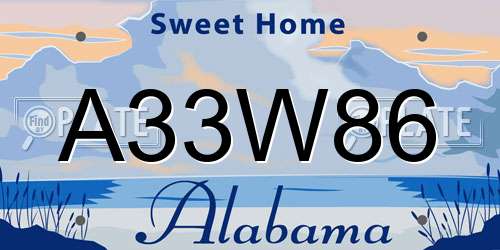 A33W86 Alabama License Plate