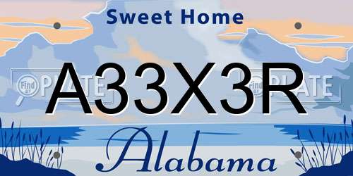 A33X3R Alabama License Plate