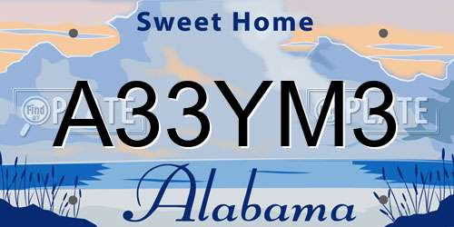 A33YM3 Alabama License Plate