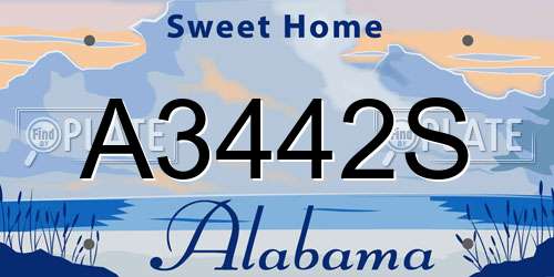 A3442S Alabama License Plate