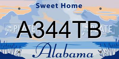 A344TB Alabama License Plate