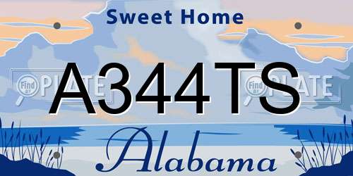 A344TS Alabama License Plate