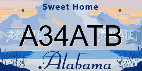 A34ATB Alabama License Plate