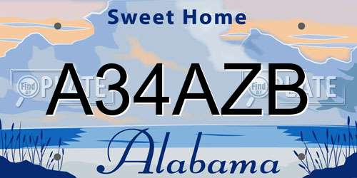 A34AZB Alabama License Plate