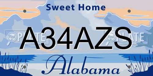 A34AZS Alabama License Plate