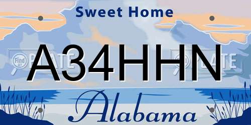 A34HHN Alabama License Plate
