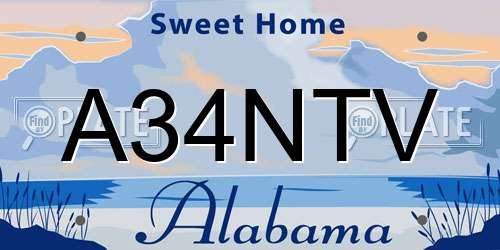 A34NTV Alabama License Plate
