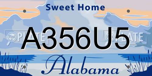 A356U5 Alabama License Plate