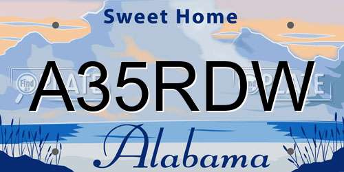 A35RDW Alabama License Plate