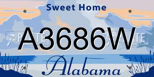 A3686W Alabama License Plate