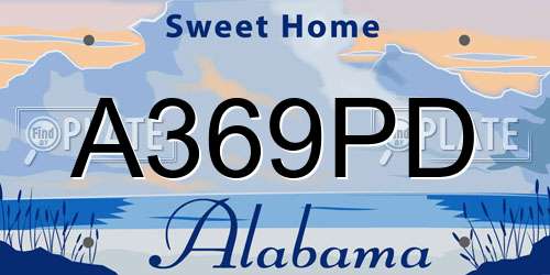 A369PD Alabama License Plate