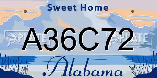 A36C72 Alabama License Plate