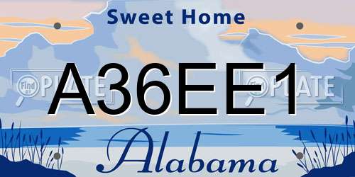 A36EE1 Alabama License Plate