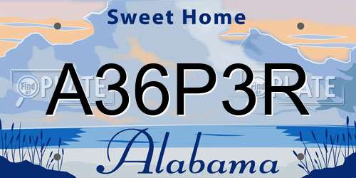 A36P3R Alabama License Plate