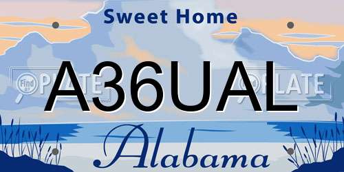 A36UAL Alabama License Plate