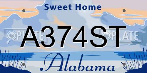 A374ST Alabama License Plate