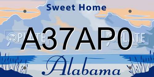 A37AP0 Alabama License Plate