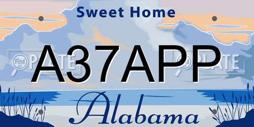 A37APP Alabama License Plate