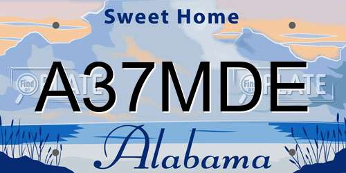A37MDE Alabama License Plate